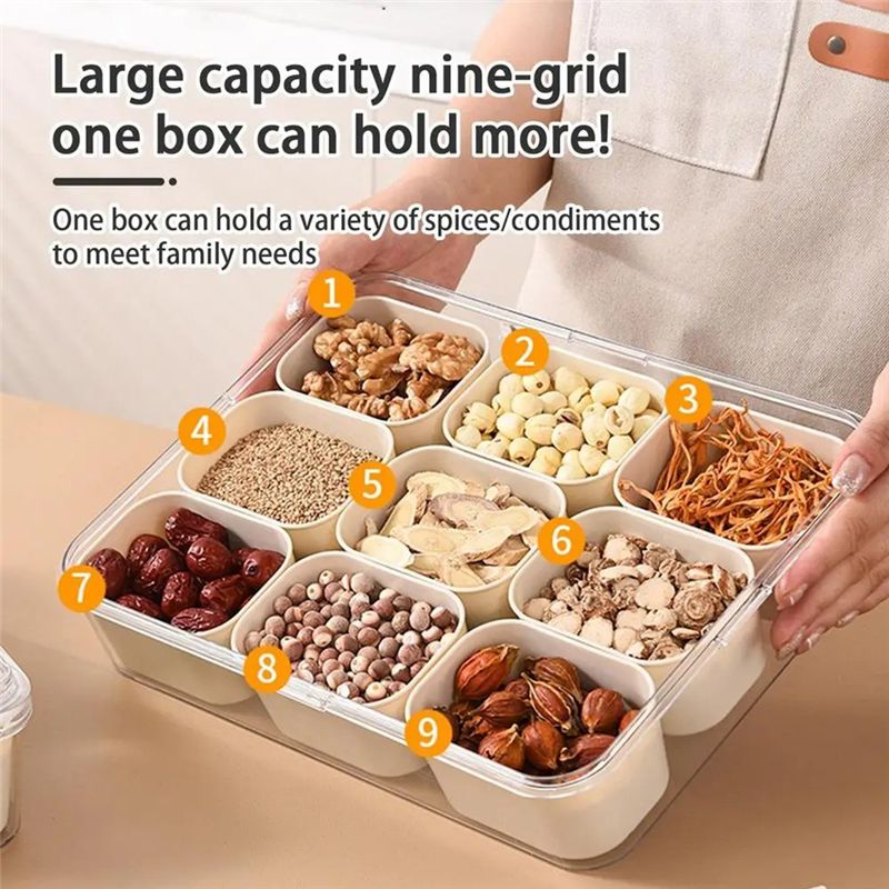 9 Compartments Divided Serving - Food Snacks Box review and price